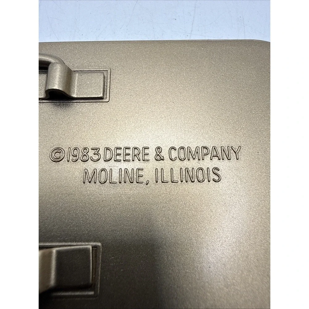 Vintage Brass John Deere Belt Buckle ‎ Backhoe Tractor Dimensional Design 1983